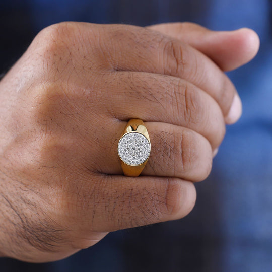 Moissanit Ring, 925 Silber Gelbgold Vermeil, (Größe 21.00) ca. 0.60 ct