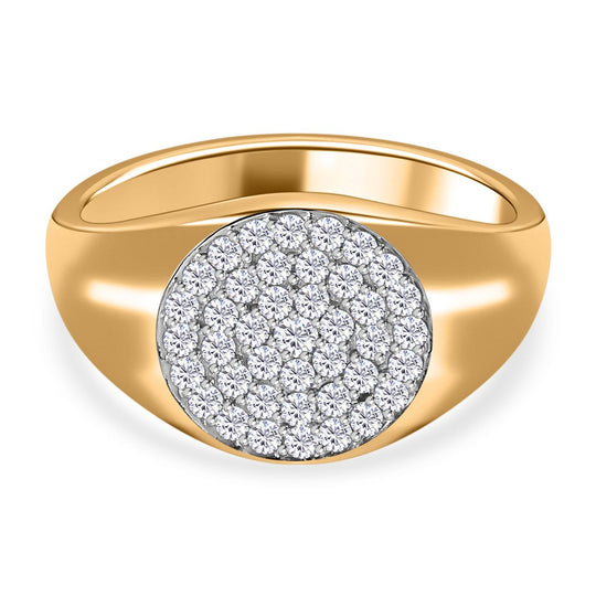 Moissanit Ring, 925 Silber Gelbgold Vermeil, (Größe 21.00) ca. 0.60 ct