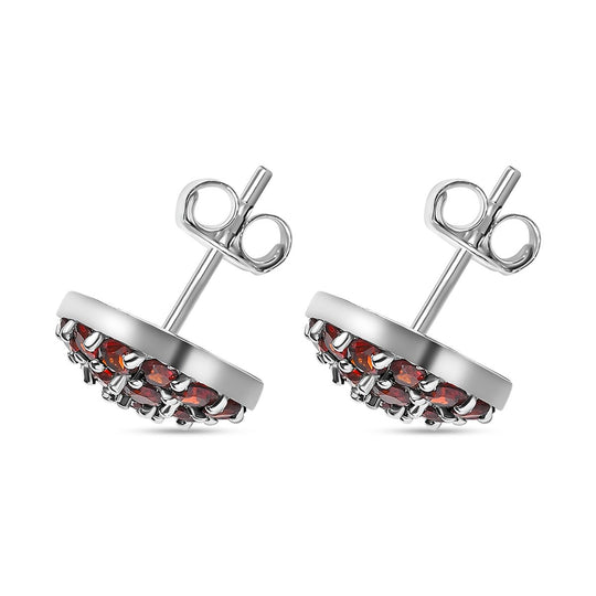 Natürliche Mosambik Granat Ohrringe, 925 Silber platiniert ca. 2.49 ct