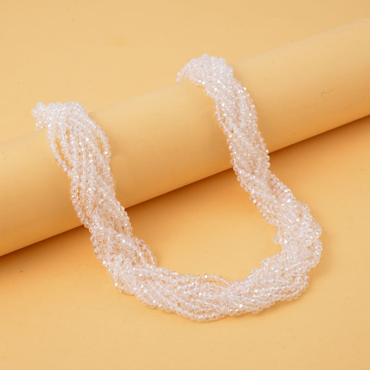 Weiße facettierte Glaskugel Strang Halskette ca. 45+5 cm
