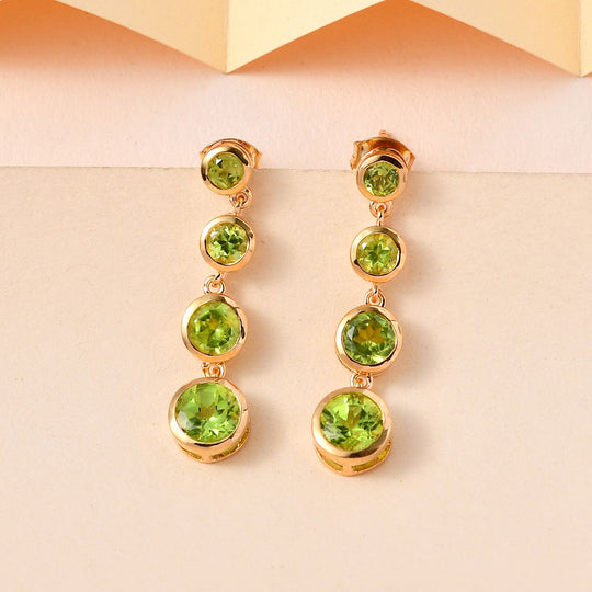 Natürliche Peridot Ohrringe 925 Silber vergoldet ca. 3.67 ct