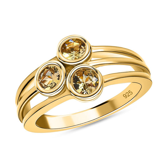 AA Natürlicher goldener Tansanit Ring 925 Silber Gelbgold Vermeil (Größe 20.00) ca. 0.75 ct