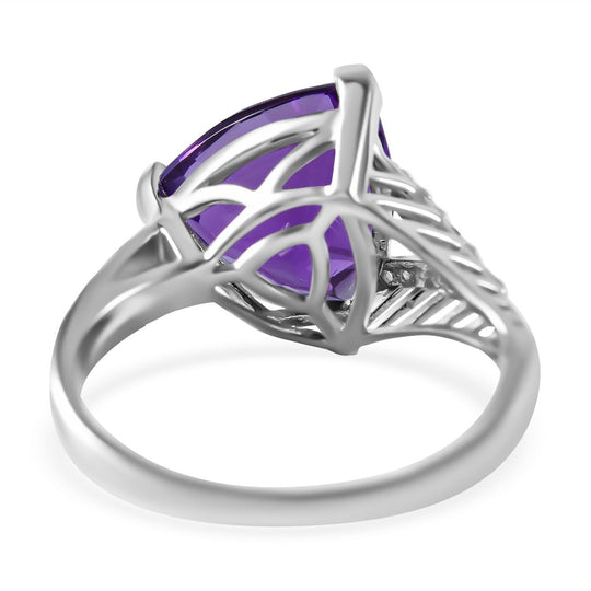 Lusaka Amethyst, weißer Zirkon Ring, 925 Silber platiniert, (Größe 20.00), ca. 5.49 ct