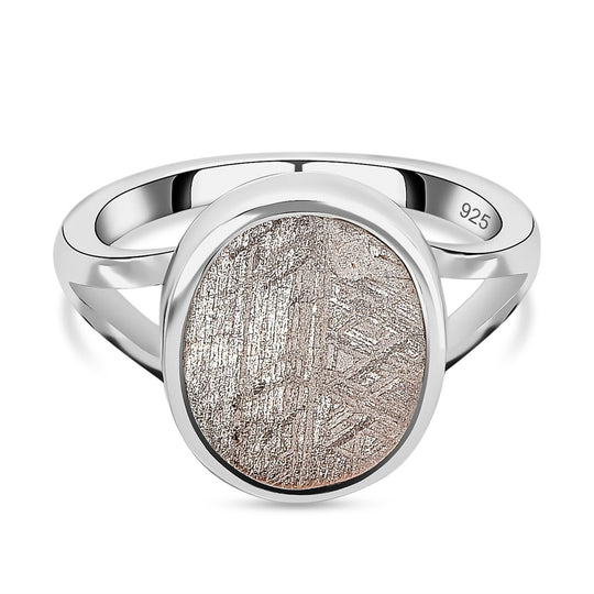 Muonionalusta Meteorit Ring, 925 Silber platiniert, (Größe 20.00) ca. 8.74 ct