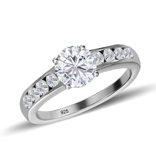 Moissanit Ring, 925 Silber platiniert, (Größe 20.00), ca. 1.29 ct