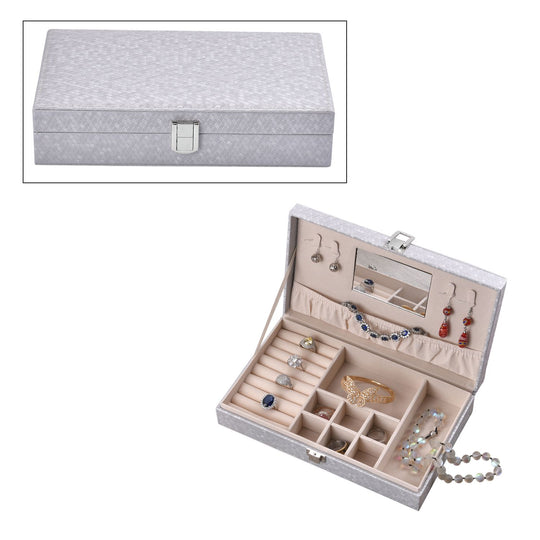 Bienenwabenmuster Schmuckschatulle mit Anlaufschutz, Größe 25x15x5.8cm, silber