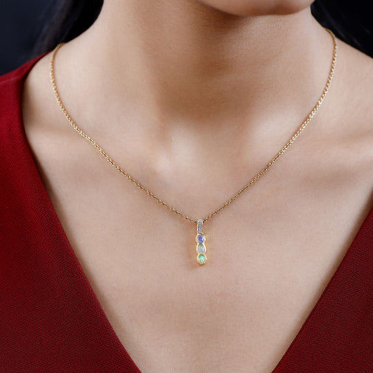 Natürlicher, äthiopischer Welo Opal Anhänger, 925 Silber Gelbgold Vermeil, ca. 0.35 ct