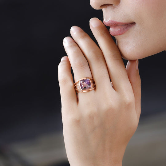 Rose De France Amethyst Ring, 925 Silber Roségold Vermeil (Größe 18.00) ca. 5.15 ct