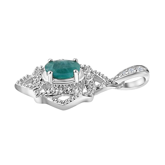 Grandidierit, Weißer Zirkon Anhänger 925 Silber platiniert ca. 0.47 ct