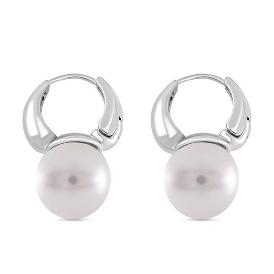 Goldene (11-13mm) Muschelkernperle Ohrringe, Messing