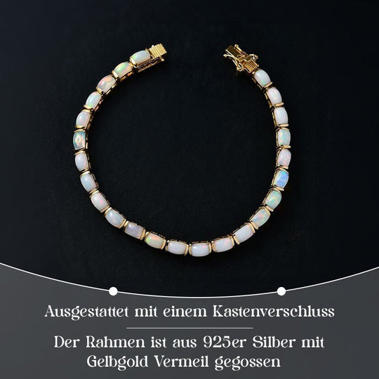 Natürliches, äthiopisches Welo Opal 19cm Armband, 925 Silber Gelbgold Vermeil - 10 ct.