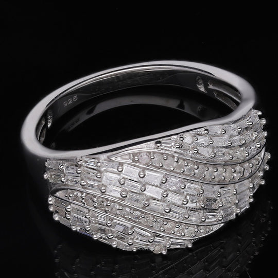 Weißer Diamant Ring, 925 Silber platiniert, (Größe 19.00) ca. 1.00 ct