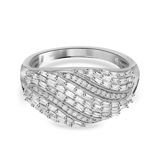 Weißer Diamant Ring, 925 Silber platiniert, (Größe 19.00) ca. 1.00 ct