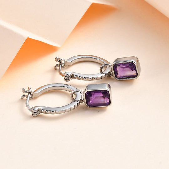 Afrikanischer Amethyst Ohrringe, Edelstahl, ca. 3.00 ct