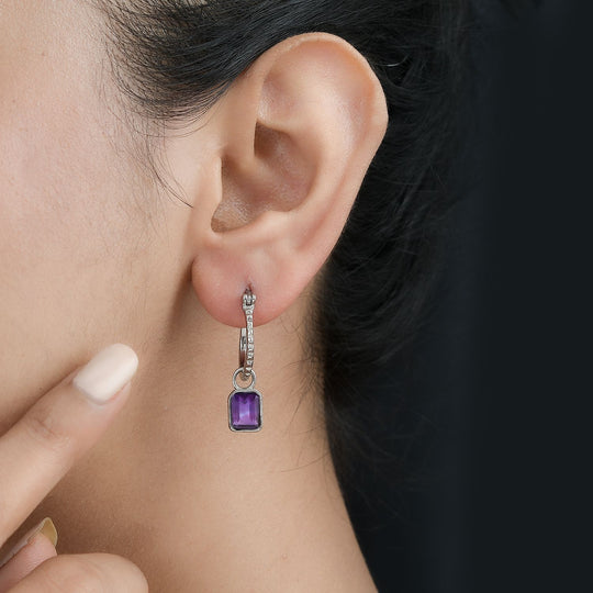 Afrikanischer Amethyst Ohrringe, Edelstahl, ca. 3.00 ct