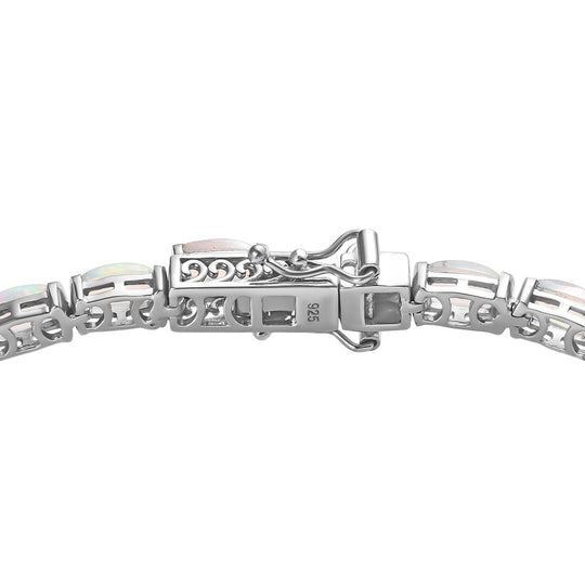 Natürlicher, äthiopischer Welo Opal Armband ca. 19 cm 925 Silber platiniert ca. 8,47 ct.
