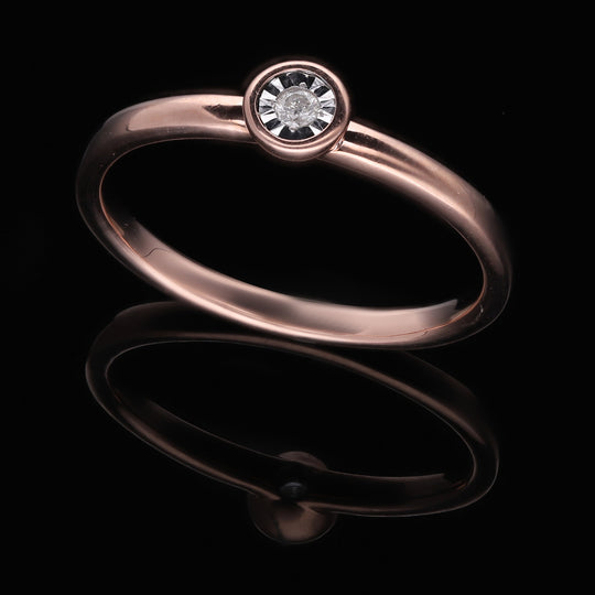 Weißer Diamant I2 Ring, 925 Silber Roségold Vermeil, (Größe 17.00) ca. 0.05 ct