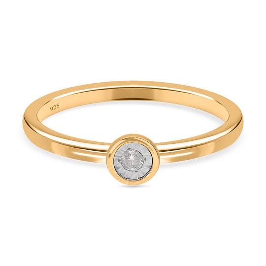 Weißer Diamant I2 Ring, 925 Silber Roségold Vermeil, (Größe 17.00) ca. 0.05 ct
