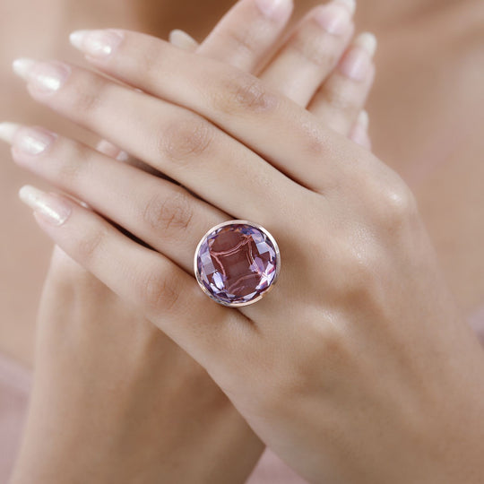 Rose De France Amethyst Ring 925 Silber Roségold Vermeil (Größe 17.00) ca. 23.29 ct
