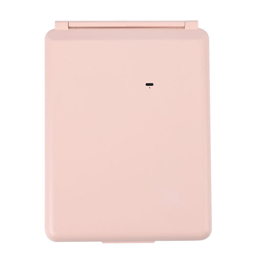 Faltbarer LED-beleuchteter Schminkspiegel, 3 Helligkeitsstufen, Doppelseitige Spiegelflächen, Größe: 26x19x2.3cm, Rosa