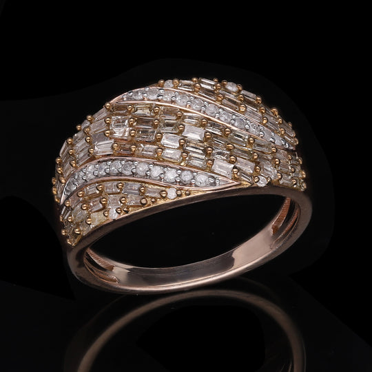 Natürlicher Champagner Diamant Ring, 925 Silber Roségold Vermeil (Größe 19.00) ca. 1.00 ct