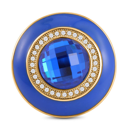 Blauer Kristall, Weißer Kristall Ring, 316L Edelstahl emailliert, (Größe 17.00)