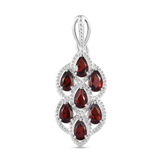 Roter Granat Anhänger 925 Silber ca. 1.58 ct