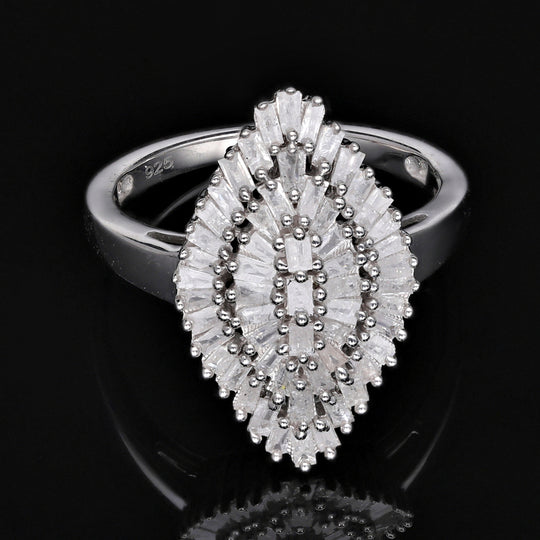 Weißer Diamant P3 Ring, 925 Silber platiniert (Größe 20.00) ca. 1.00 ct