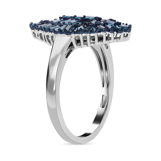 Blauer Diamant Ring, 925 Silber platiniert (Größe 21.00) ca. 1.00 ct