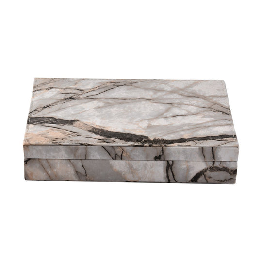 Ringkoffer mit 8 Kettenhaken und Taschen, Marmoriert, 29x19x6 cm, Orange