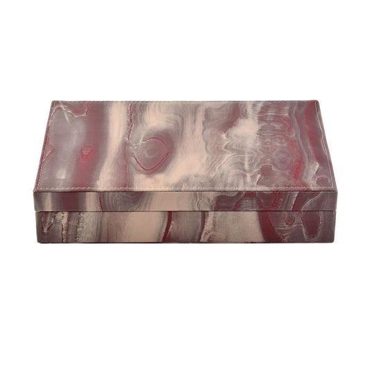 Ringkoffer mit 8 Kettenhaken und Taschen, Marmoriert, 29x19x6 cm, Orange