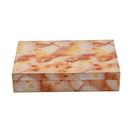 Ringkoffer mit 8 Kettenhaken und Taschen, Marmoriert, 29x19x6 cm, Orange