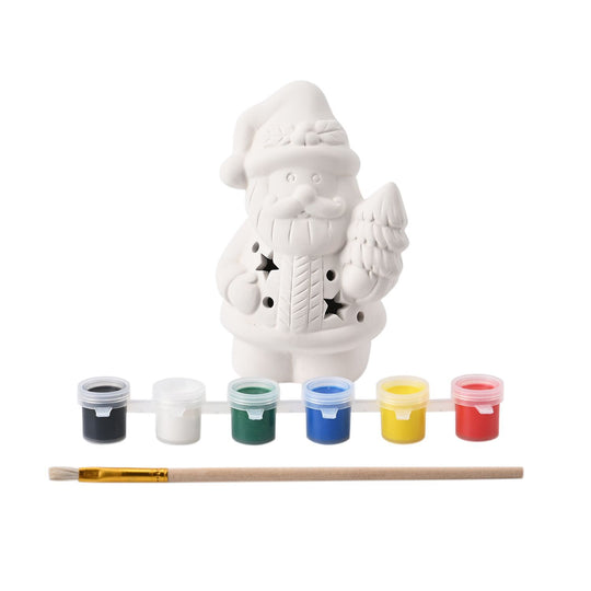 Porzellan Weihnachtsmann mit LED Licht Farbset inklusive 6 Farben+1 Pinsel, Weihnachtsmann