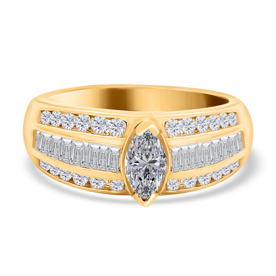 New York Kollektion - Natürlicher hell Gelb SI und Weißer Diamant I1 G-H, Ring, 585 Gelbgold (Größe 17.00) ca. 1.50 ct