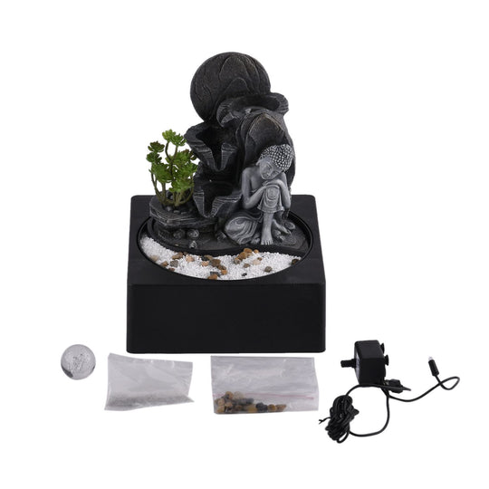 Haus & Garten Wasserbrunnen mit LED Licht und Tempel, 23x23x22 cm, Hand