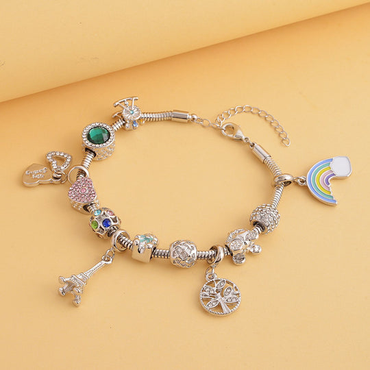 Designer Inpiriertes Schlangen-Gliederarmband mit 12 Charme