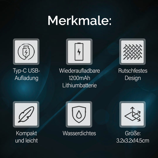 Wiederaufladbare Taschenlampe mit drehbarem LED-Kopf mit 3 Beleuchtungsmodi
