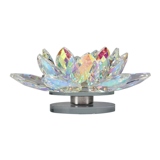 Kristallklare Lotusblume Kerzenhalter mit Drehsockel 18x7,5 cm