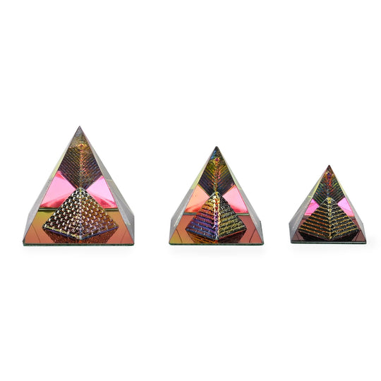 3er Set - Ägyptischer Kristallglass Figuren in 3D, Sphinx, Nefertiti, Pharaos