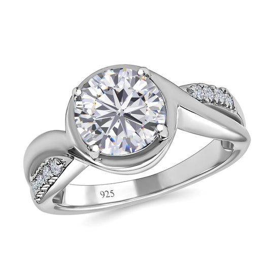 Moissanit Ring, 925 Silber platiniert ca. 1.94 ct