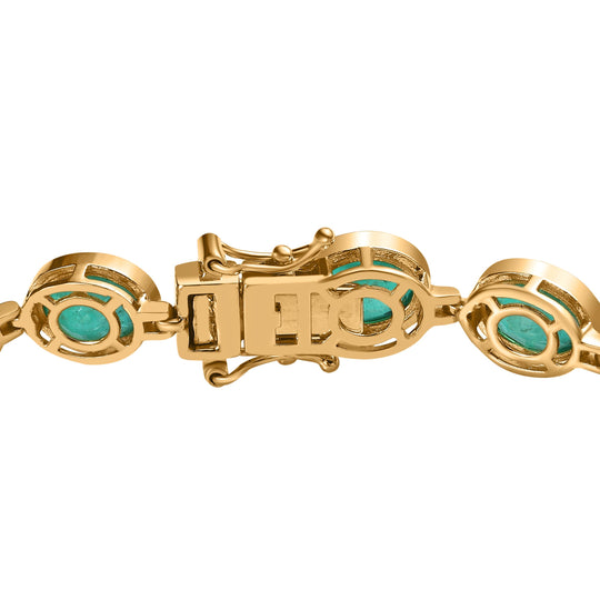 Smaragd-Triplette-Quarz Armband ca. 20 cm 925 Silber vergoldet ca. 26.42 ct