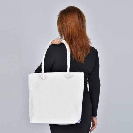 Gewebter Jute Handtasche mit Hirsch, Größe 42x34x9x37 cm, Hirsch