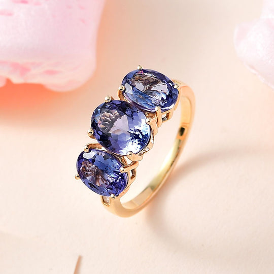 AAA Tansanit Ring, 585 Gold, (Größe 19.00) ca. 4.82 ct