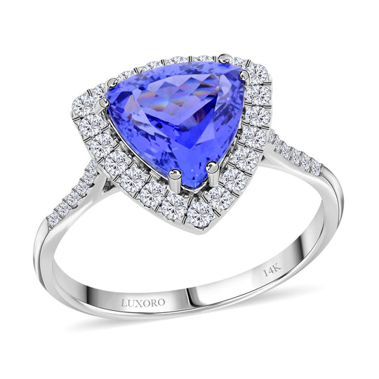 LUXORO AAA Tansanit, Weißer Diamant AGI zertifiziert Ring 585 Gold (Größe 20.00) ca. 3.25 ct