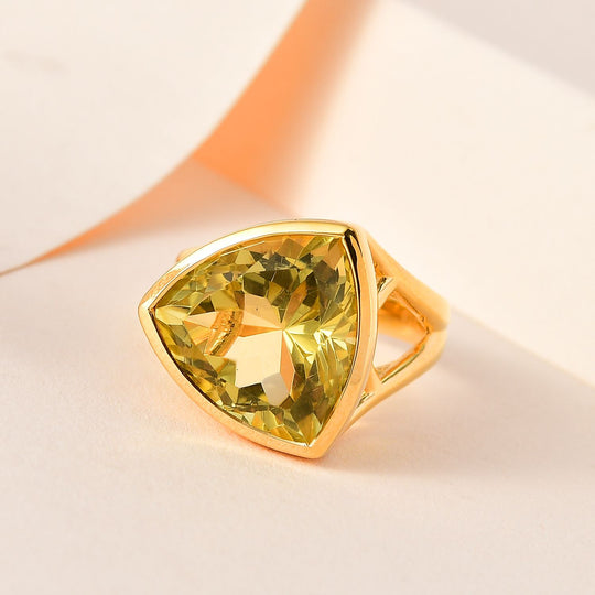 AAA Ouro Verde-Quarz Ring, 925 Silber vergoldet, , ca. 11.39 ct