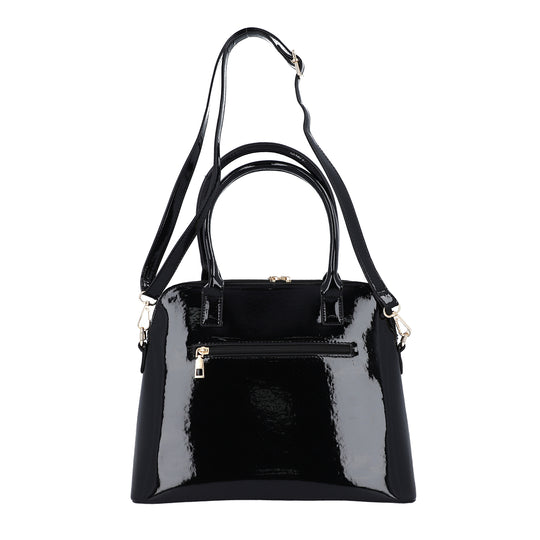 Schultertasche mit Leopardenmuster, Größe 32x25x13 cm, Grau und Schwarz
