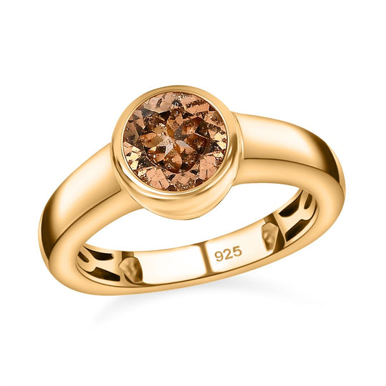 Ceylon kaiserlicher Granat Ring, 925 Silber Gelbgold Vermeil (Größe 21.00) ca. 1.62 ct