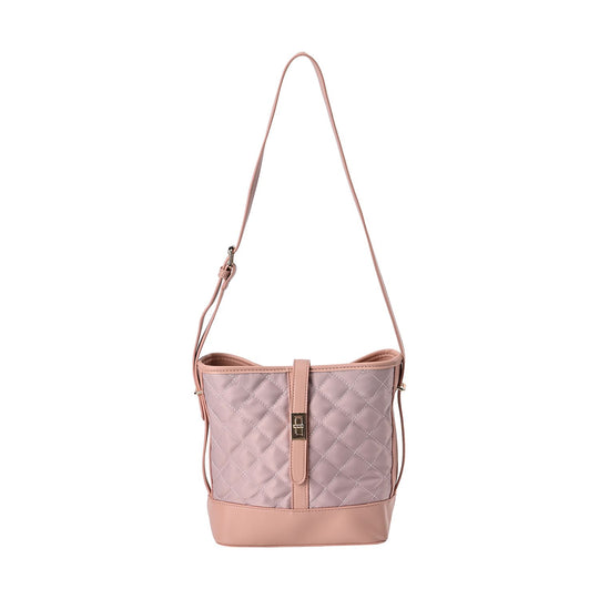 Gesteppte Karomuster-Stoff-Umhängetasche, 22x11x24cm, beige