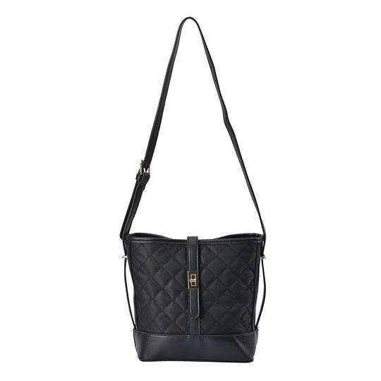 Gesteppte Karomuster-Stoff-Umhängetasche, 22x11x24cm, beige