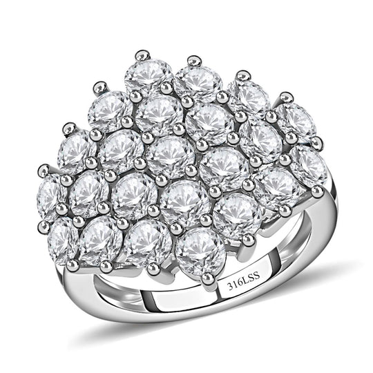 Weißer Kristall Ring, 316L Edelstahl (Größe 19.00)